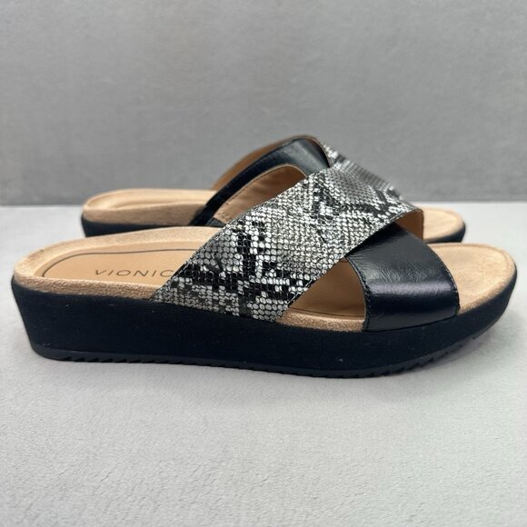 Vionic Hayden Womens Size 10 (WIDE) Sandals Natural Snake Leather Criss Cross - Picture 1 of 8